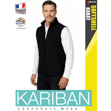 Kariban SOFTSHELL BLACK férfi technikai softshell mellény - munkaruha
