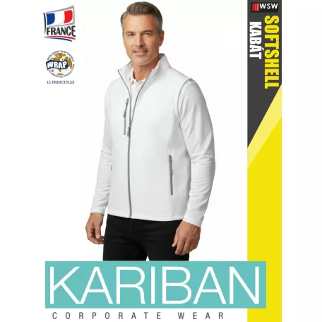 Kariban SOFTSHELL WHITE férfi technikai softshell mellény - munkaruha