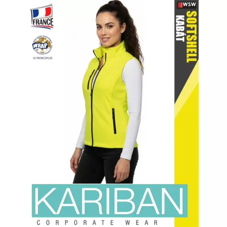 Kariban SOFTSHELL FLUOYELLOW női softshell mellény - munkaruha