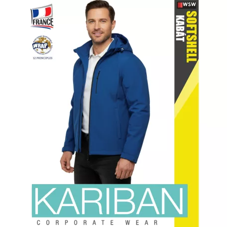 Kariban SOFTSHELL DARKROYAL férfi kapucnis softshell kabát - munkaruha