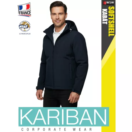 Kariban SOFTSHELL NAVY férfi kapucnis softshell kabát - munkaruha