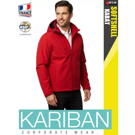 Kariban SOFTSHELL RED férfi kapucnis softshell kabát - munkaruha
