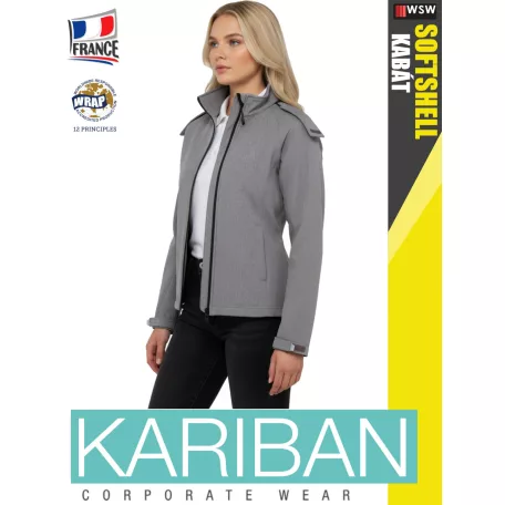 Kariban SOFTSHELL MARLGREY kapucnis női kabát - munkaruha