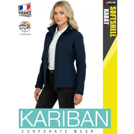 Kariban SOFTSHELL NAVY kapucnis női kabát - munkaruha