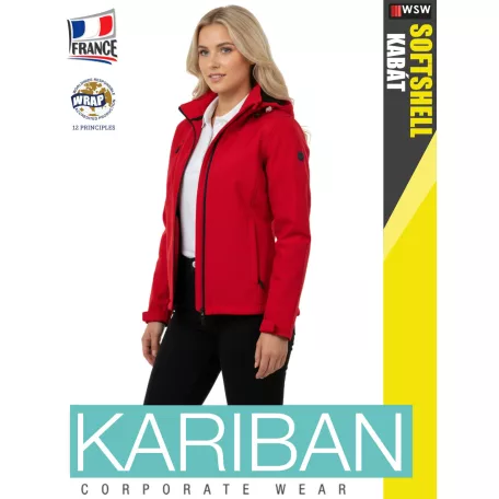 Kariban SOFTSHELL RED kapucnis női kabát - munkaruha