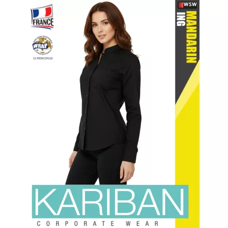 Kariban MANDARIN BLACK női ing blúz - munkaruha