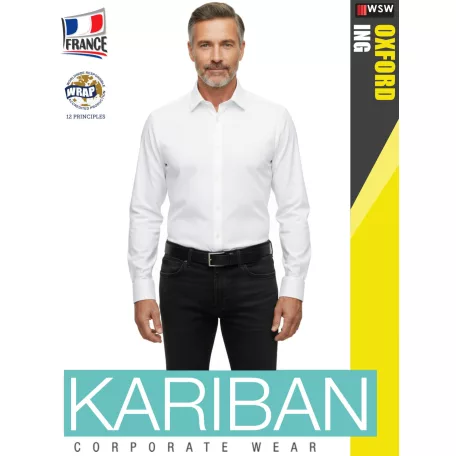 Kariban OXFORD WASHED WHITE hosszúujjú férfi ing - munkaruha