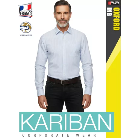 Kariban OXFORD WASHED WHITEBLUE hosszúujjú férfi ing - munkaruha