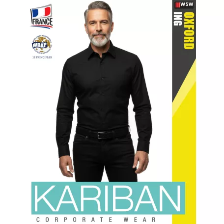 Kariban OXFORD BLACK férfi hosszúujjú ing - munkaruha