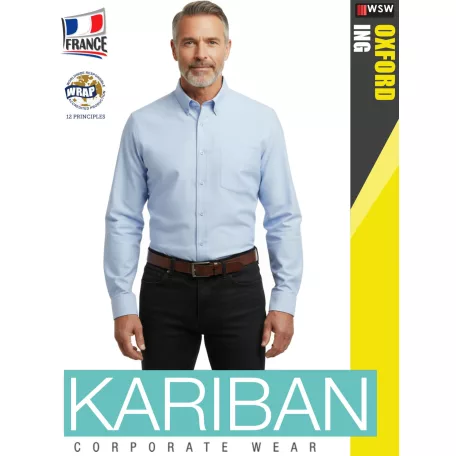 Kariban OXFORD BLUE férfi hosszúujjú ing - munkaruha