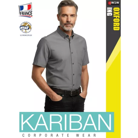 Kariban OXFORD SILVER férfi rövidujjú ing - munkaruha