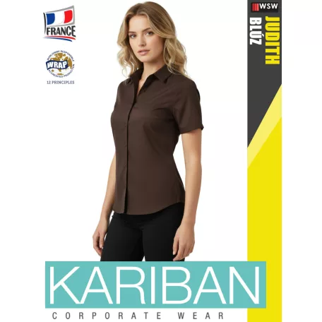 Kariban JUDITH BROWN női rövidujjú ing blúz - munkaruha