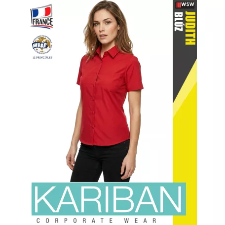 Kariban JUDITH CLASSICRED női rövidujjú ing blúz - munkaruha