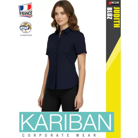 Kariban JUDITH NAVY női rövidujjú ing blúz - munkaruha