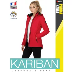 Kariban PARKA RED női bélelt télikabát - munkaruha