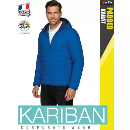 Kariban LIGHTWEIGHT PADDED LIGHTROYAL férfi bélelt kapucnis kabát - munkaruha