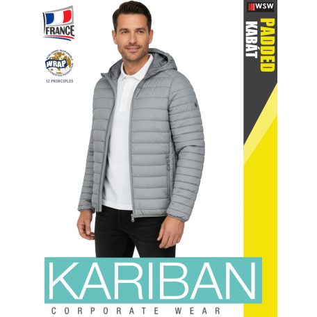 Kariban LIGHTWEIGHT PADDED MARLSILVER férfi bélelt kapucnis kabát - munkaruha