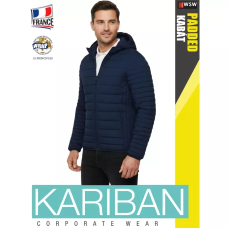 Kariban LIGHTWEIGHT PADDED NAVY férfi bélelt kapucnis kabát - munkaruha