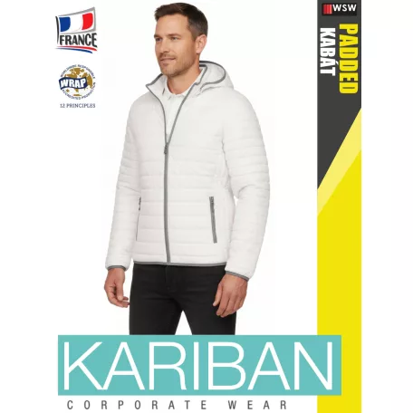 Kariban LIGHTWEIGHT PADDED WHITE férfi bélelt kapucnis kabát - munkaruha