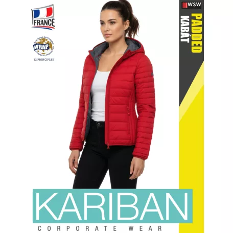 Kariban LIGHTWEIGHT PADDED RED női bélelt kabát - munkaruha