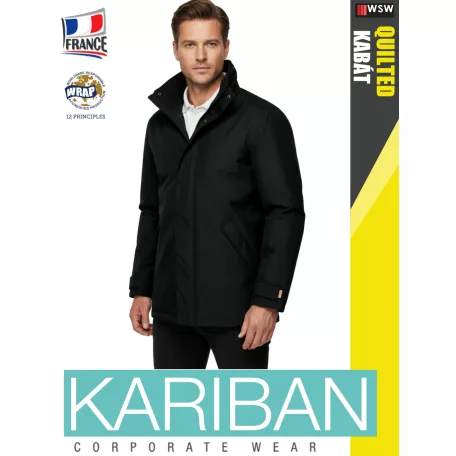 Kariban QUILTED BLACK bélelt vízálló technikai kabát - munkaruha