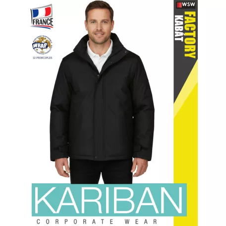 Kariban FACTORY BLACK levehető ujjú férfi télikabát - munkaruha