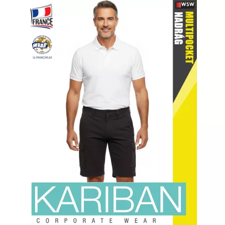 Kariban MULTIPOCKET DARKGREY férfi oldalzsbes rugalmas rövidnadrág - munkaruha