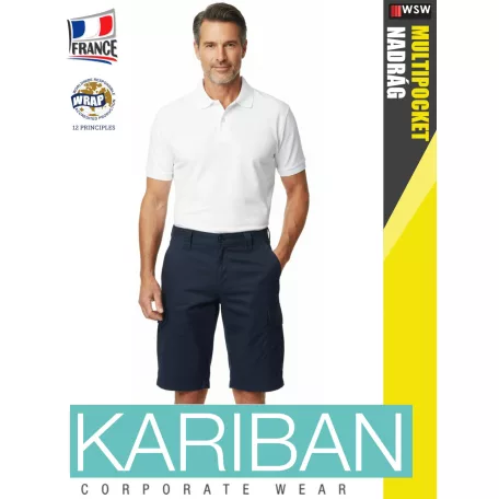 Kariban MULTIPOCKET DARKNAVY férfi pamut rövidnadrág - munkaruha