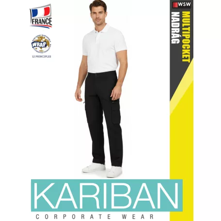 Kariban MULTIPOCKET BLACK férfi oldalzsebes deréknadrág - munkaruha