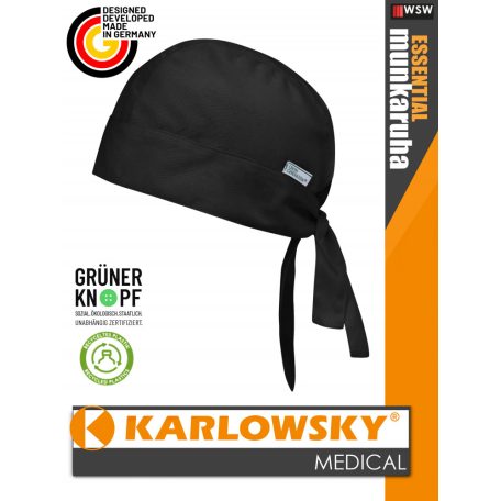 Karlowsky ESSENTIAL BLACK medical újrahasznosított 95 C-on mosható fejkendő - munkaruha