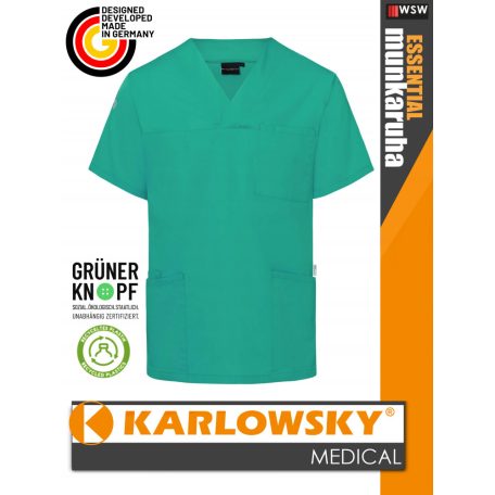Karlowsky ESSENTIAL EMERALD férfi medical újrahasznosított 95C-on mosható felső - munkaruha