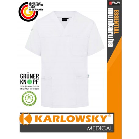 Karlowsky ESSENTIAL WHITE férfi medical újrahasznosított 95C-on mosható felső - munkaruha