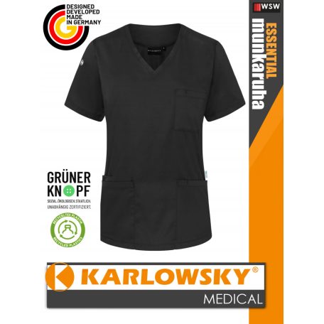 Karlowsky ESSENTIAL BLACK női medical újrahasznosított 95C-on mosható tunika felső - munkaruha