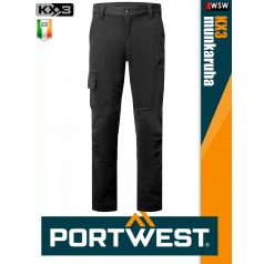 Portwest KX3 BLACK prémium technikai lengőzsebes slimfit stretch munkanadrág - munkaruha