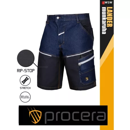 Procera LANDER JEANS rip-stop hasadásmentes technikai stretch rövidnadrág - munkaruha