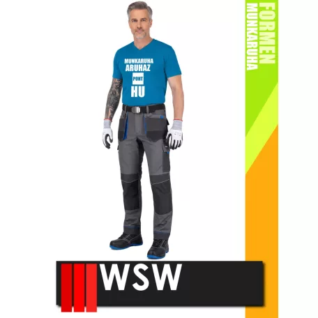 WSW FORMEN ANTHRACITEBLUE technikai kevertszálas slimfit derekas munkanadrág - munkaruha