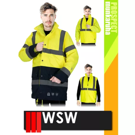 WSW YELLOW PROSPECT 4IN1 technikai bélelt láthatósági télikabát - munkaruha