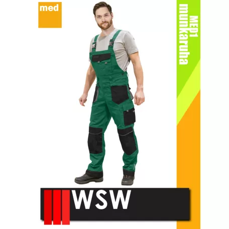 WSW FORMEN GREEN technikai kevertszálas bélelt téli kantáros munkanadrág - munkaruha