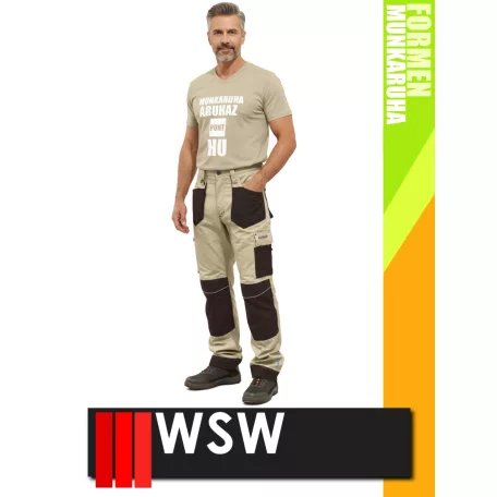 WSW FORMEN BEIGE technikai kevertszálas téli bélelt derekas munkanadrág - munkaruha