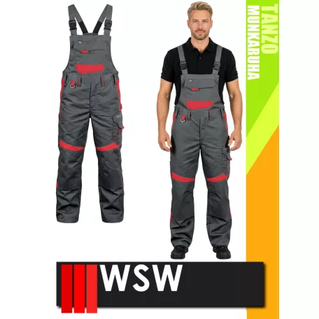 WSW TANZO GREYRED technikai kevertszálas kantáros munkanadrág - munkaruha