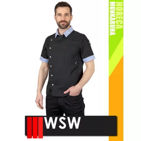 WSW HORECA BLACK MARCATO technikai pamut férfi séfkabát - munkaruha