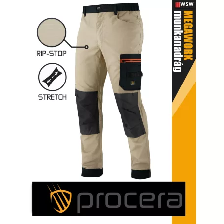 Procera MEGAWORK BEIGE rip-stop hasadásmentes technikai deréknadrág - munkaruha