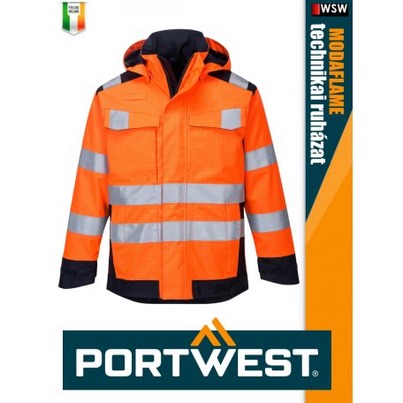 Portwest MODAFLAME ORANGE technikai ív és lángálló láthatósági vízálló kabát - munkaruha