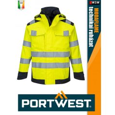   Portwest MODAFLAME YELLOW technikai ív és lángálló láthatósági vízálló kabát - munkaruha