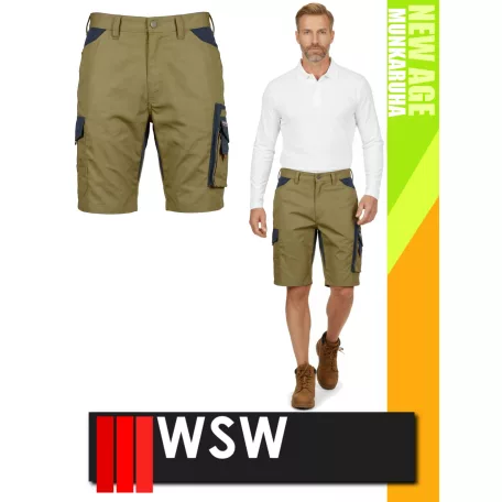 WSW NEW AGE OLIVE technikai kevertszálas rövid prémium munkanadrág - munkaruha