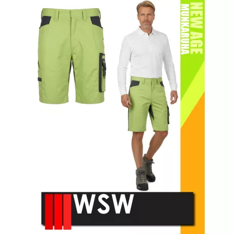 WSW NEW AGE LIME technikai kevertszálas rövid prémium munkanadrág - munkaruha