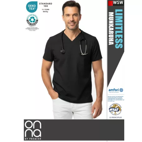 Onna Medical LIMITLESS BLACK prémium stretch egészségügyi férfi tunika - munkaruha