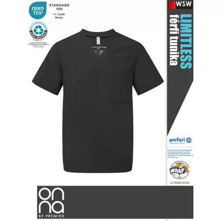 Onna Medical LIMITLESS BLACK prémium stretch egészségügyi férfi tunika - munkaruha