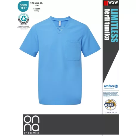 Onna Medical LIMITLESS BLUE prémium stretch egészségügyi férfi tunika - munkaruha