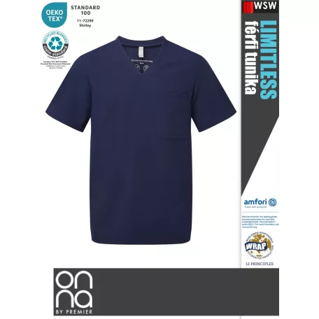 Onna Medical LIMITLESS NAVY prémium stretch egészségügyi férfi tunika - munkaruha